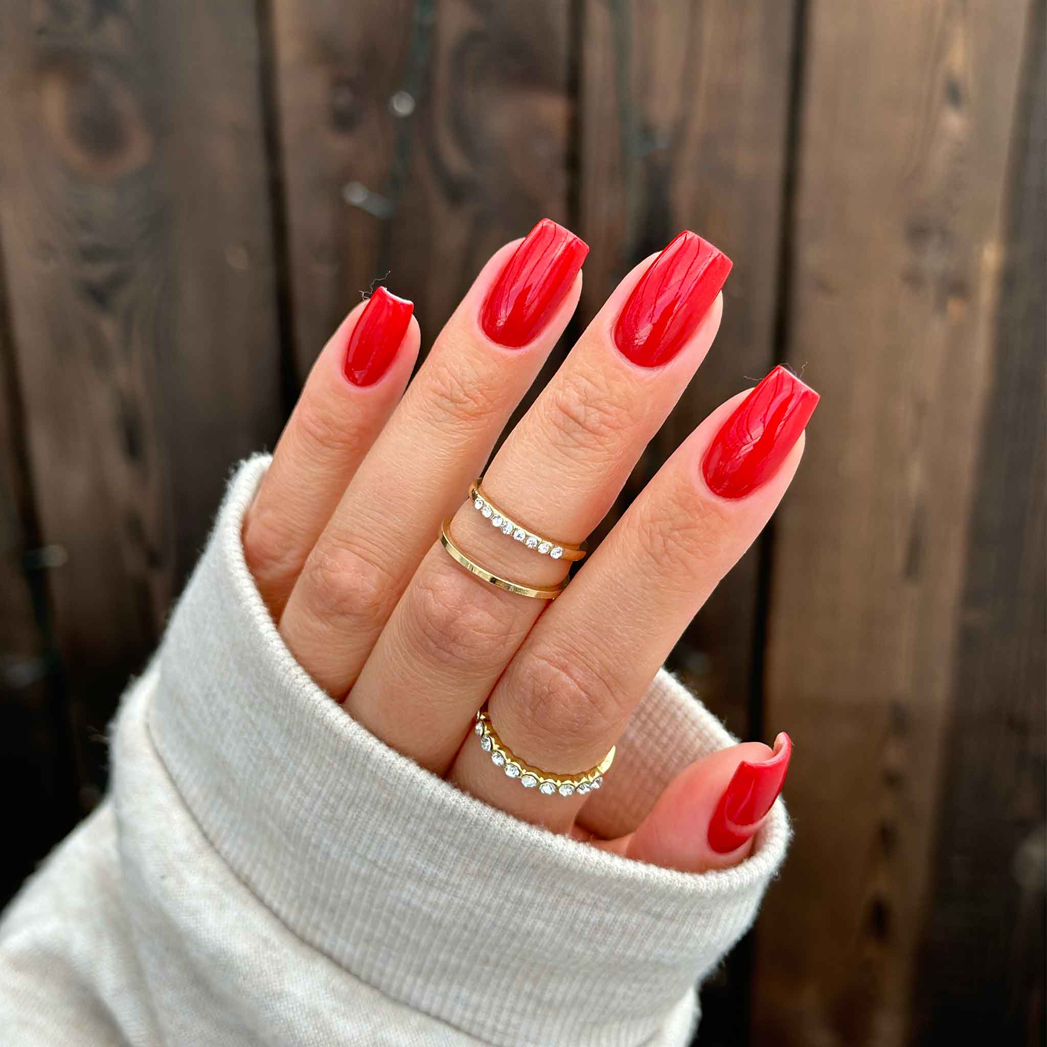 Classic Red Satin Nails That Shine