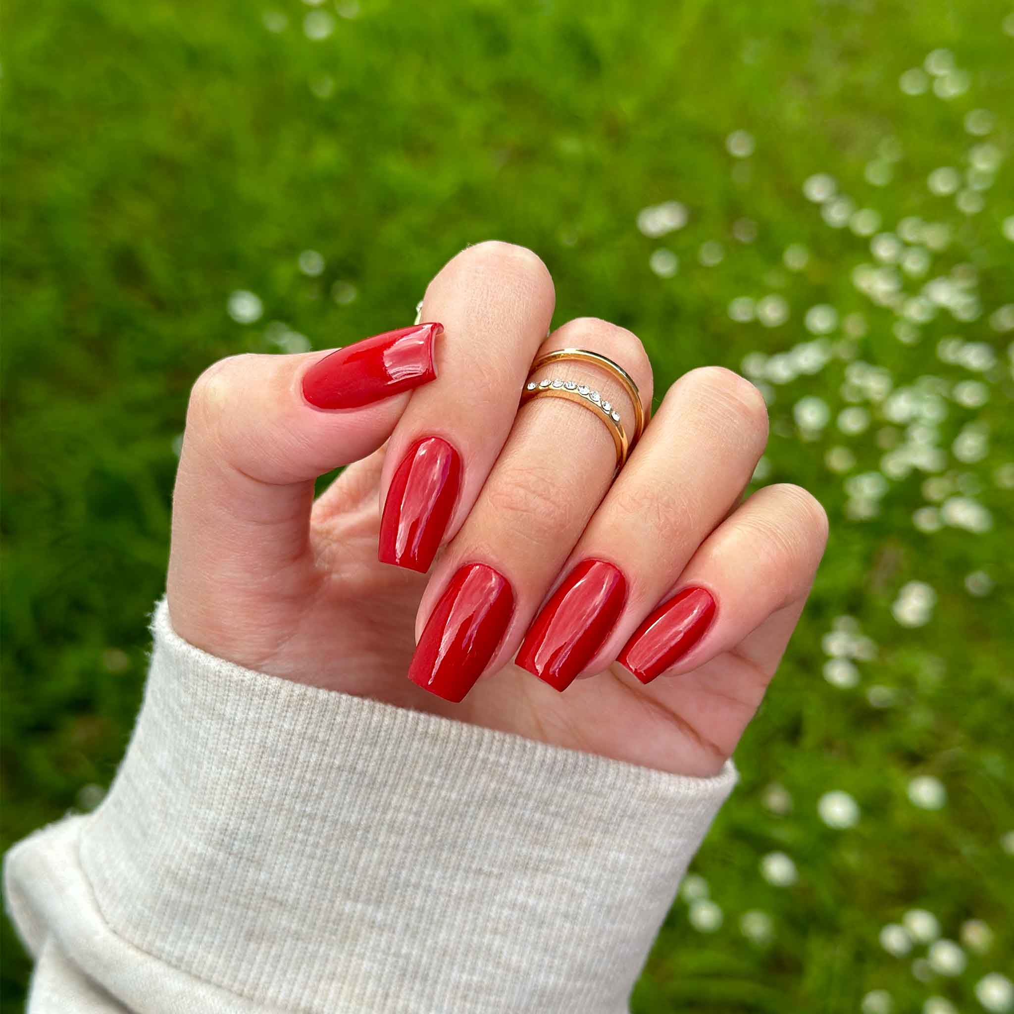 Classic Red Satin Nails That Shine