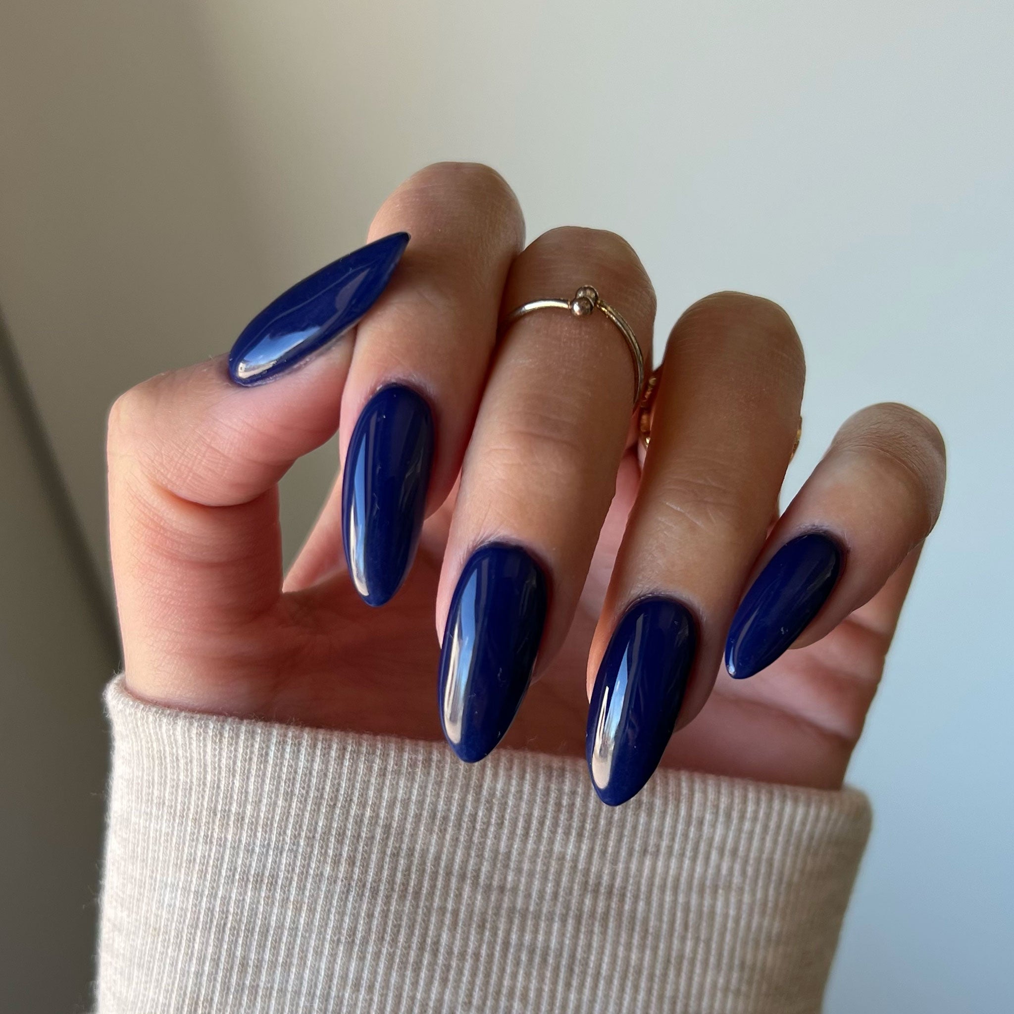 Navy Sunrise Gradient Nail Art