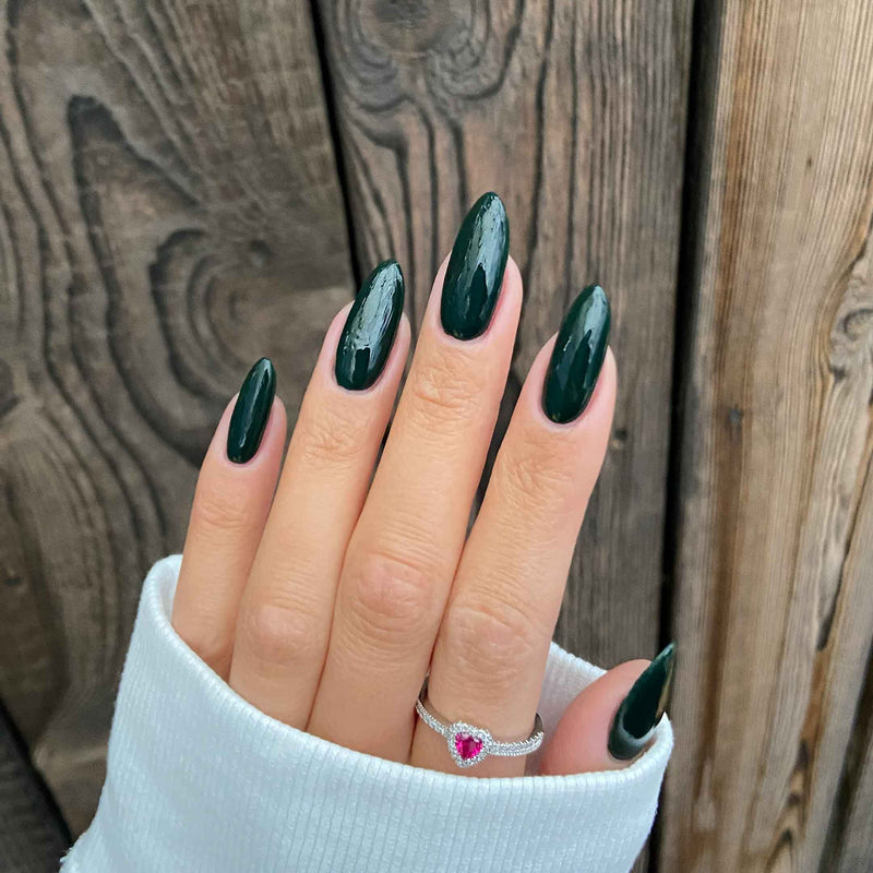 Dark Green Nail Powder | Forest Green Nail Designs